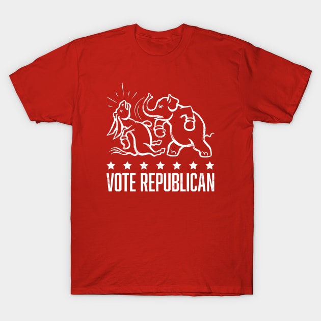 Vintage 1950's Vote Republican Boxing Elephant (White) T-Shirt by From The Trail